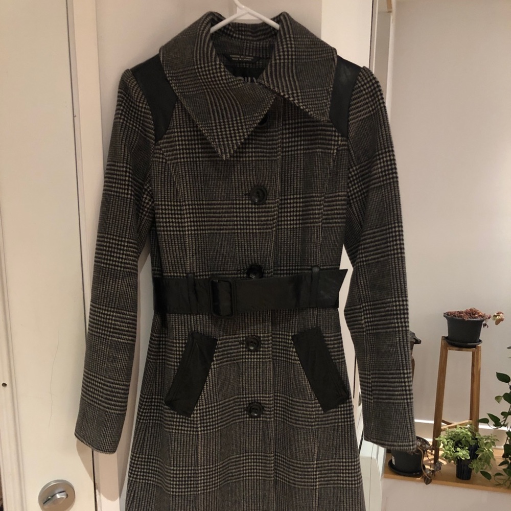 Sicily Plaid Wool and Leather coat